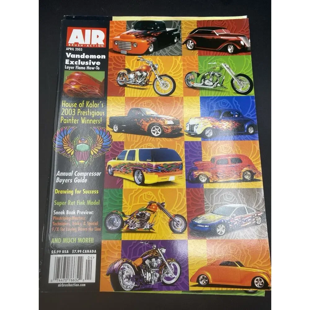 AIR BRUSH ACTION Magazines, LOT of 3 Issues April 2000,2003,2004 , Vintage